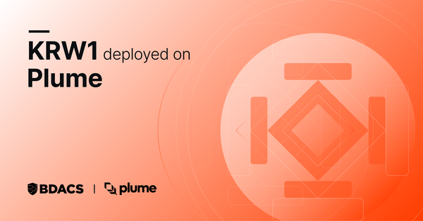 비댁스 원화 스테이블코인 ‘KRW1’, 플룸 메인넷 합류… 한국 RWA 시장 연결