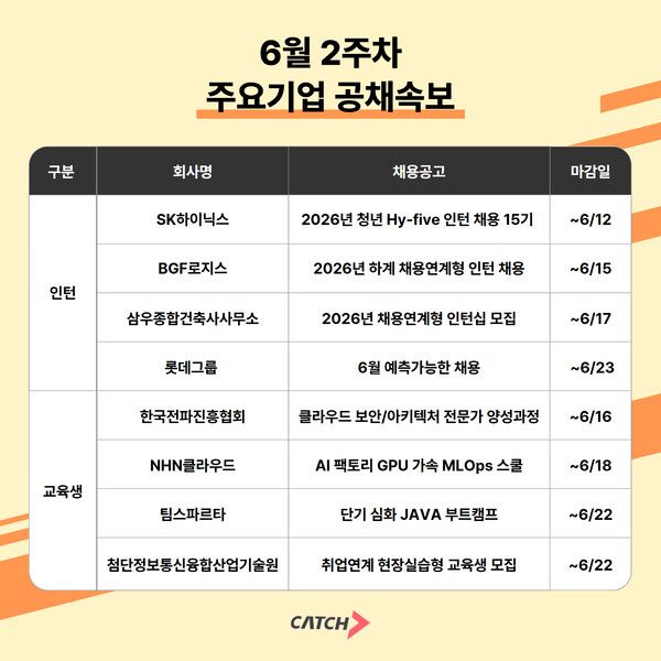 SK하이닉스·롯데·BGF로지스 인턴 채용 활발… “여름방학, 취업 기회 잡아라”