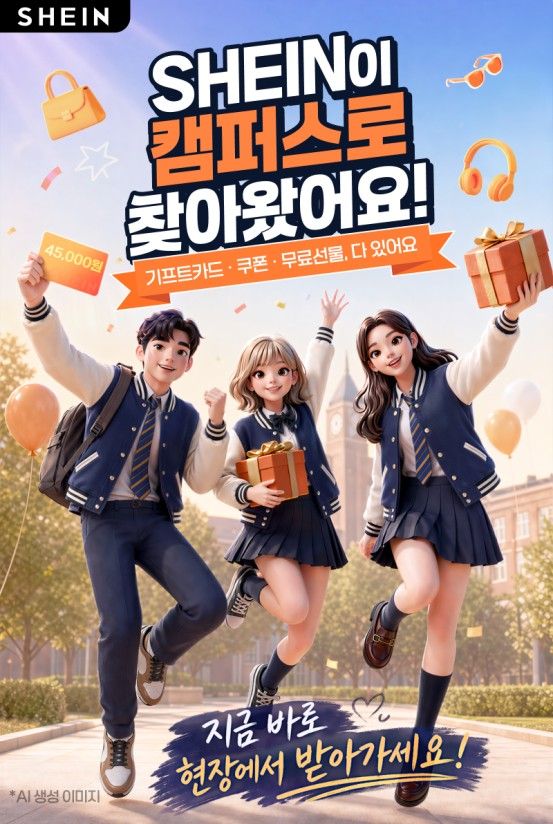 쉬인의 대학교 축제 이벤트 홍보 포스터