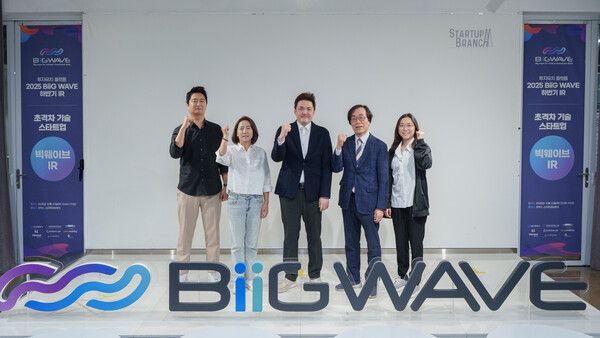 ⓒ데일리포스트=왼쪽부터 어플레이즈 배정진 대표, 에이아이포펫 허은아 대표, 인텔리즈 나현식 대표, 증강지능 조근식 대표, 디비디랩 강지수 대표 이미지 제공 / 빅웨이브