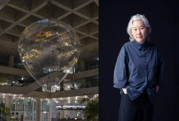 (좌) 이불, 〈Willing To Be Vulnerable – Transparent Balloon〉, 2025&nbsp;(우) 이불 작가&nbsp;ⓒ데일리포스트=이미지 제공/아모레퍼시픽