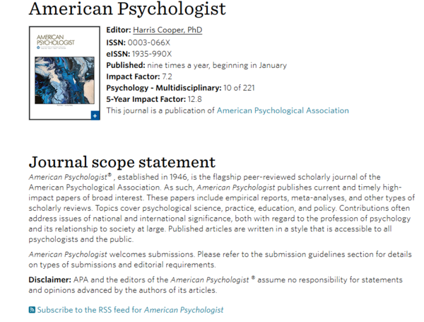 ⓒ데일리포스트=이미지 제공/American Psychologist