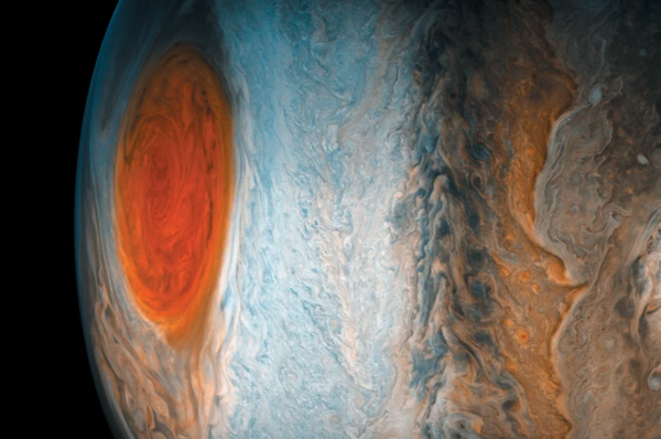 목성 남극의 거대 사이클론 ⓒ데일리포스트=이미지 제공/NASA