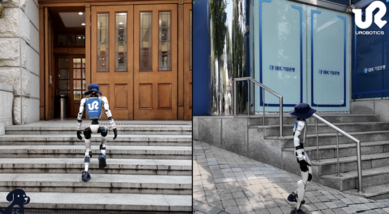 착용감이 편리한 신발을 신고도 계단을 오르거나 내리막길을 내려가는 등 사람과 어우러져 걷는 휴머노이드 모습&nbsp;&nbsp;ⓒ데일리포스트=이미지 제공/KAIST