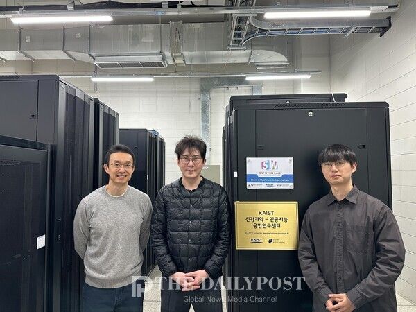 ©데일리포스트=사진 좌측부터 이상완 교수-하명훈-성윤도 박사 / KAIST 제공