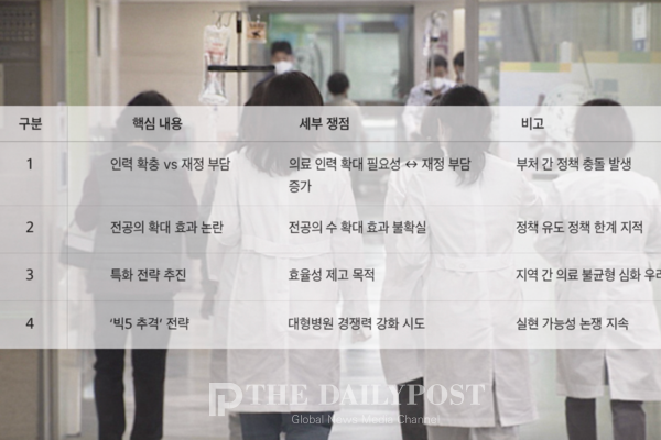 의료 정책 주요 쟁점 요약표 / 데일리포스트 재구성