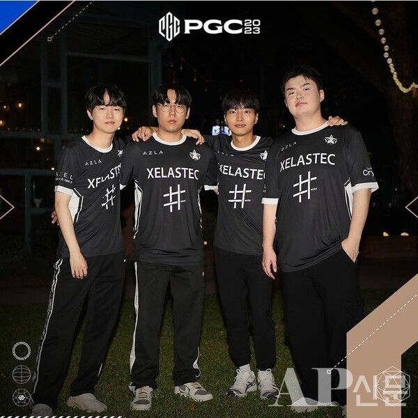 ​©AP신문(AP뉴스)/ 이미지 제공 = 크래프톤 ▲아즈라 펜타그램 선수단. (왼쪽부터) 위키드, 아카드, 히카리, 애더 선수