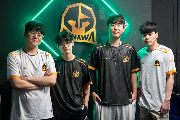 ▲다나와 e스포츠 선수들. (왼쪽부터) 살루트, 로키, 서울, 이노닉스/ 이미지 = 크래프톤 제공