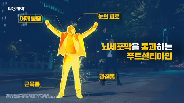 [AP신문 광고평론 No.1113]&nbsp; ​​​​​​​인체 형상 그래픽으로 제품 섭취 효능을 드러낸다. 사진 아로나민 공식 채널 유튜브 캡처ⓒAP신문(AP뉴스)