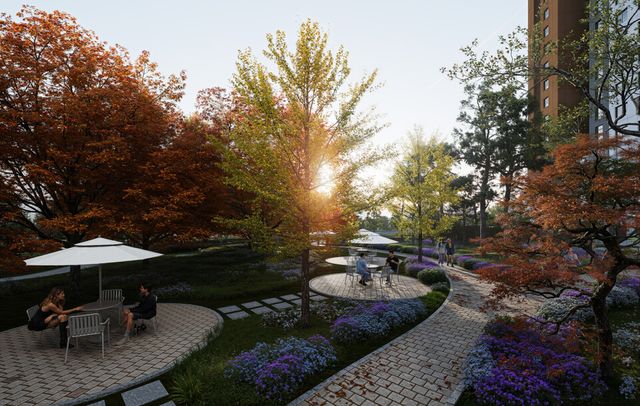 ©AP신문(AP뉴스)/이미지 제공 = 대우건설 ▲‘풍무역 푸르지오 더 마크’ 단지 내 숲산책로.