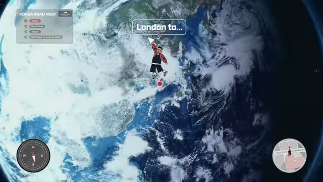 [AP신문 광고평론 No.1238]&nbsp; ​​​​​​​런던에서 서울로 이동하는 모습을 그래픽으로 나타냈다. 사진 노스페이스 유튜브 캡처ⓒAP신문(AP뉴스)