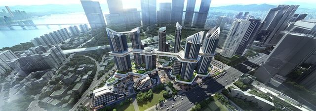 ©AP신문(AP뉴스)/이미지 제공 = HDC현대산업개발 ▲HDC현대산업개발이 용산 정비창 전면 1구역 재개발 구역에 제시한 조감도.