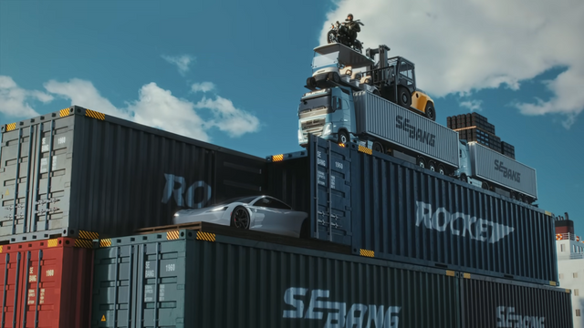 [AP신문 광고평론 No.1296]&nbsp;​​​​​​​화면이 점점 줌아웃 되며 모터사이클 밑에 있는 컨테이너 등이 드러난다. 사진 세방그룹 유튜브 캡처ⓒAP신문(AP뉴스)