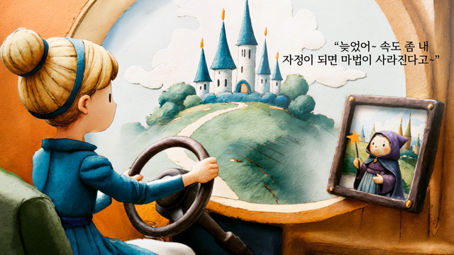 [AP신문 광고평론 No.1325]&nbsp; ​​​​​​​호박 마차를 운전해 성으로 가고 있는 신데렐라. 사진 캐롯손해보험 유튜브 캡처ⓒAP신문(AP뉴스)