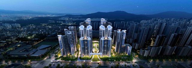 ©AP신문(AP뉴스)/이미지 제공 = 삼성물산 ▲최상층 스카이 커뮤니티 위로 펼쳐진 ‘듀오 스카이 라이트(DUO SKY LIGHT)’ 특화 조명.