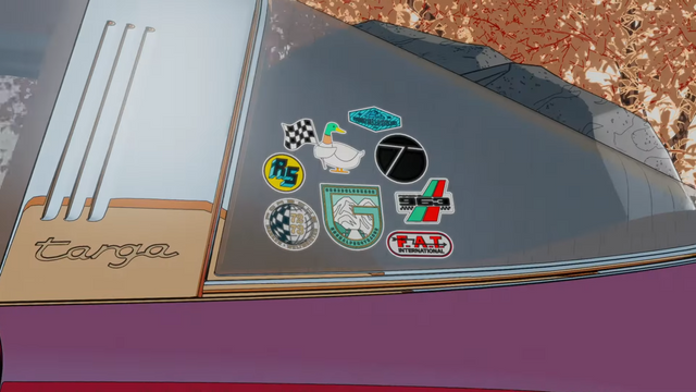 [AP신문 광고평론 No.1463]&nbsp; ​​​​​​​포르쉐를 상징하는 다양한 스티커들이 차량에 붙어있다. 사진 Porsche 유튜브 캡처ⓒAP신문(AP뉴스)