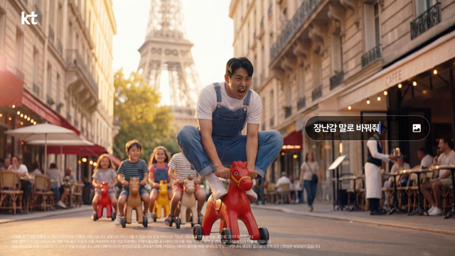 [AP신문 광고평론 No.1500]&nbsp; ​​​​​​​AI 이미지 편집 기능을 보여준다. 사진 KT 유튜브 캡처ⓒAP신문(AP뉴스)