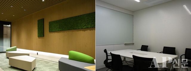 ©AP신문(AP뉴스)/이미지 = 조수빈 기자 ▲‘오티에르(HAUTERRE) 반포’ 워크라운지(왼쪽)와 내부 스튜디오 전경.