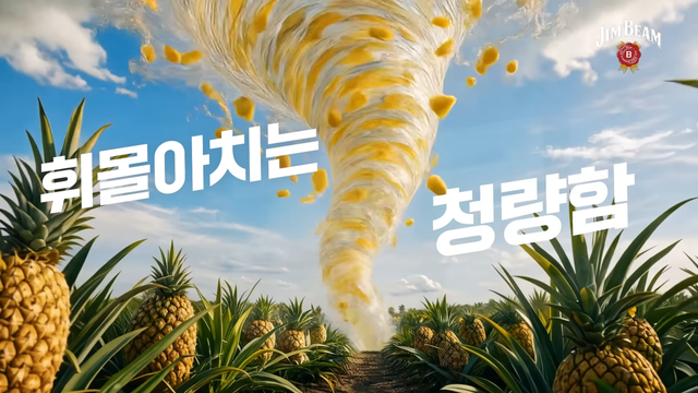 [AP신문 광고평론 No.1590]&nbsp; ​​​​​​​몰려오는 파인애플 회오리 바람. 사진 짐빔 유튜브 캡처ⓒAP신문(AP뉴스)