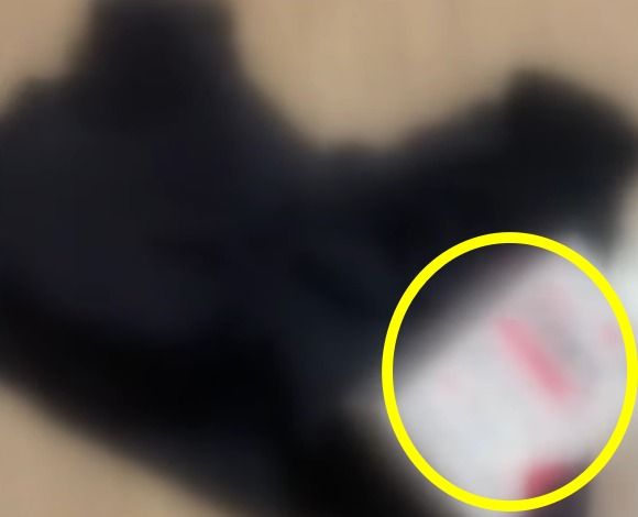 여성의 검은색 브래지어에 싸여서 배송 온 영양제(노란색 동그라미). (JTBC '사건반장' 갈무리)