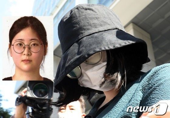 20대 또래 여성을 살해하고 시신을 유기한 혐의를 받는 정유정(23)이 지난 2일 부산 동래경찰서에서 검찰로 송치되고 있다. 왼쪽 사진은 정유정의 신상공개 사진. 2023.6.2/윤일지 기자 ⓒ News1