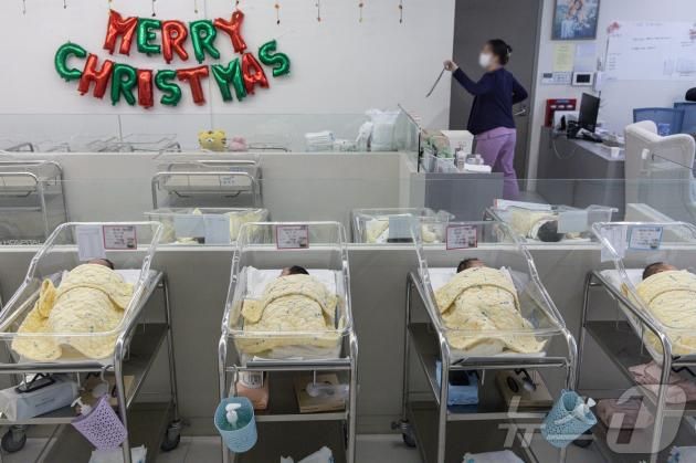 서울의 한 여성병원에서 신생아들이 휴식을 취하고 있다. 2024.11.27/뉴스1 ⓒ News1 이재명 기자