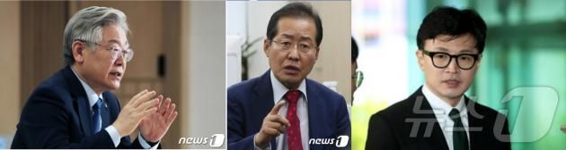 (왼쪽부터) 이재명 더불어민주당 대표, 홍준표 대구시장, 한동훈 전 국민의힘 대표. ⓒ 뉴스1 DB