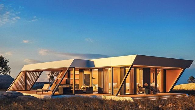 발코니 등이 추가된 사선 주택 디자인