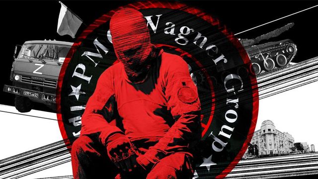 바그너 그룹 로고와 용병의 모습