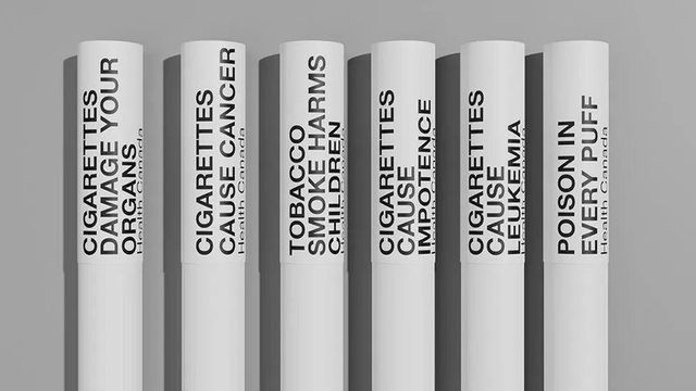 경고 문구가 표시된 담배