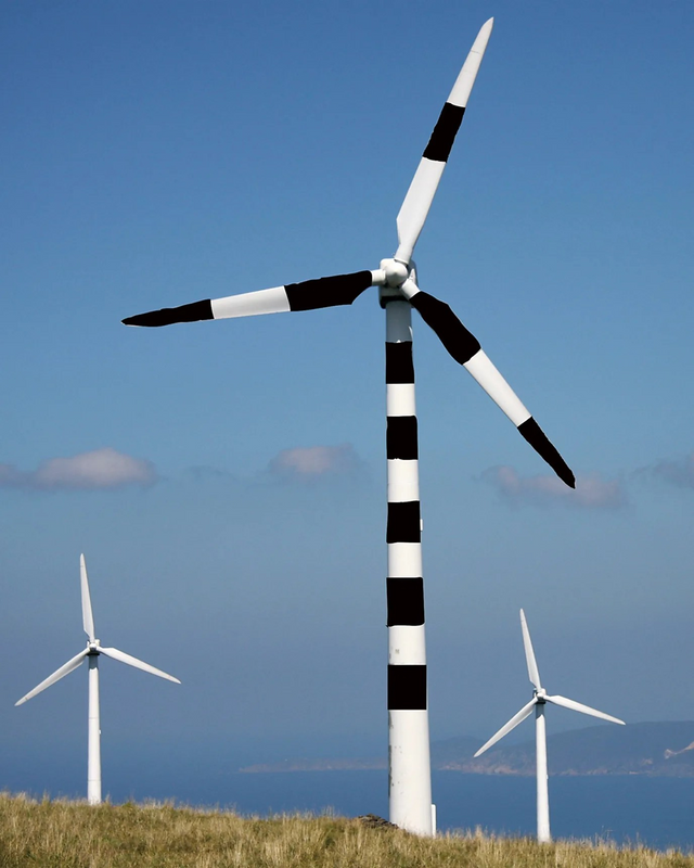 터빈을 흑색과 검은색으로 칠했을 때를 보여주는 예시 그림