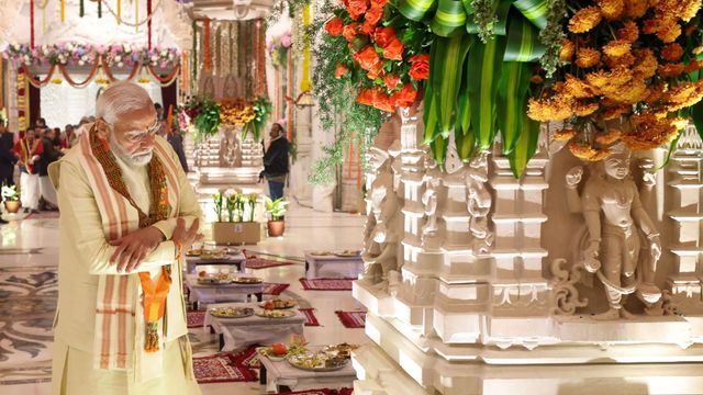 지난 1월 22일 인도 우타르프라데시주 아요디아에서 열린 람 만디르 사원 개관식에 참석한 모디 총리의 모습