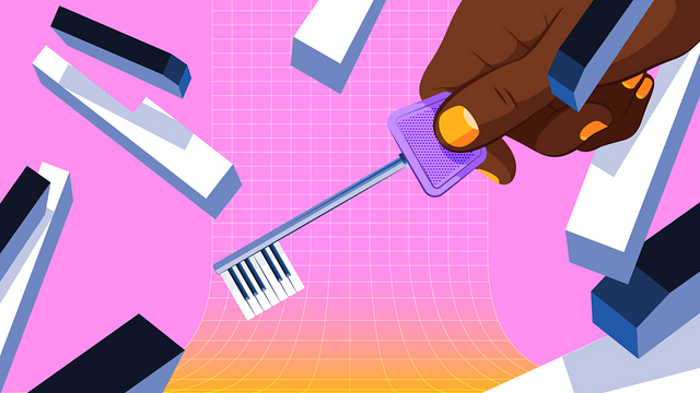 피아노 건반으로 만든 열쇠 일러스트