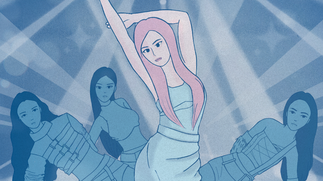 춤을 추고 있는 여성 그룹의 일러스트레이션