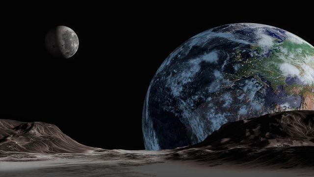 제3 천체에서 바라본 지구와 달의 모습 상상도