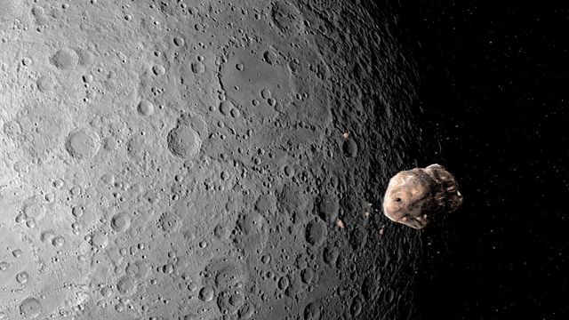 달 근처 노란빛의 소행성