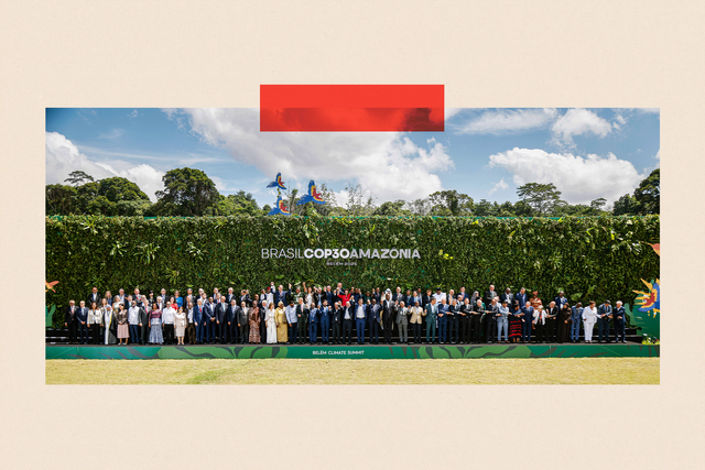 브라질 벨렘에서 열린 COP30에서 지도자들이 기념 촬영을 하고 있다