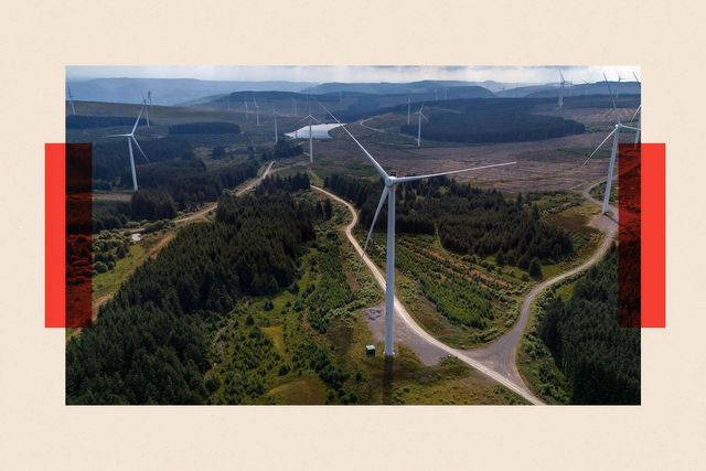 영국 웨일스 트레오키 풍력발전단지의 풍력 터빈들