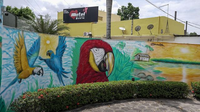 '소 프라제르' 모텔의 노란색 외관