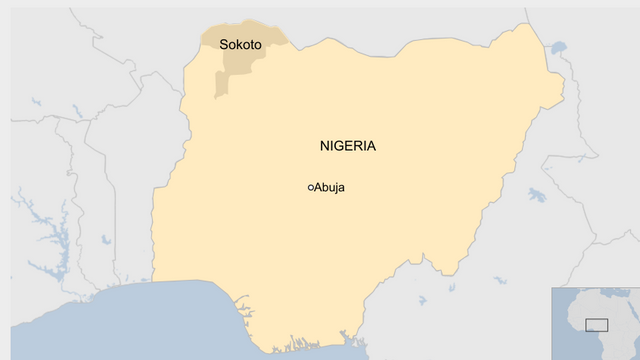 나이지리아 소코토주와 수도 아부자를 표시한 지도