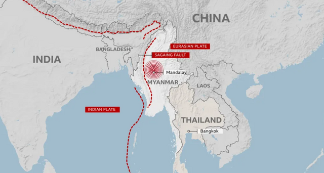 미얀마에서는 규모 7 이상의 강진이 여러 차례 발생한 바 있다