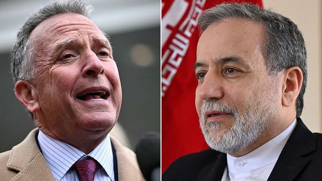 2025년 3월 6일, 워싱턴 D.C. 백악관 외부에서 기자들에게 발언하는 미국 중동 특사 스티브 위트코프(좌), 3월 7일 사우디 제다 이란 영사관에서 AFP와 인터뷰 중인 이란 외무장관 아바스 아락치(우)