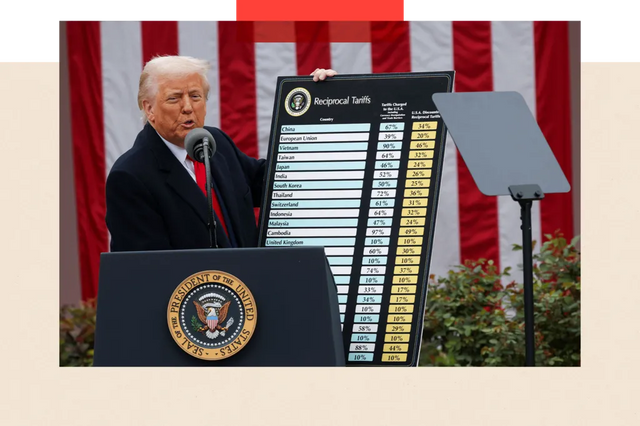 트럼프가 국가별 관세율을 정한 표를 들어보이고 있다