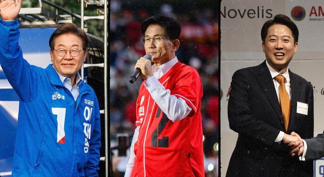 대선 후보들 좌로부터 이재명, 김문수, 이준석 후보