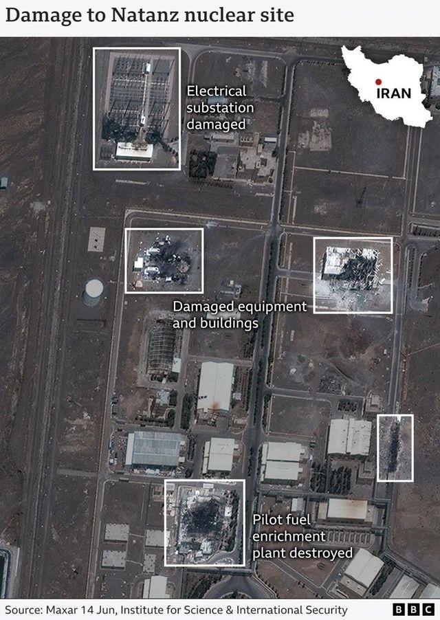 나탄즈 핵 시설이 입은 피해 (2025년 6월 14일) 