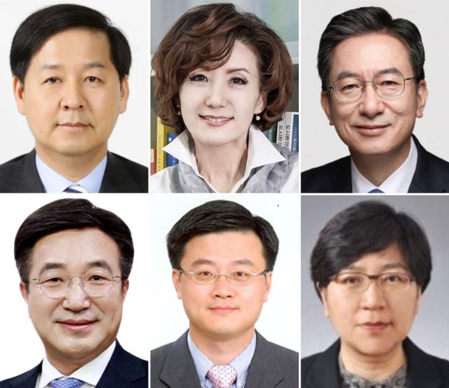 이재명 대통령이 지난달 29일 기획재정부·교육부·산업통상자원부·법무부 ·행정안전부·보건복지부 등 6개 부처 장관 인사를 단행했다고 강훈식 대통령실 비서실장이 용산 대통령실에서 브리핑을 통해 밝혔다. 사진 왼쪽부터 경제부총리 겸 기획재정부 장관 후보자로 지명된 구윤철 전 국무조정실장, 사회부총리 겸 교육부 장관 후보자로 지명된 이진숙 전 충남대 총장, 법무부 장관 후보자로 지명된 정성호 더불어민주당 의원, 행정안전부 장관 후보자로 지명된 윤호중 민주당 의원, 산업통상자원부 장관 후보자로 지명된 김정관 두산에너지빌리티 사장, 보건복지부 장관 후보자로 지명된 정은경 전 질병관리청장