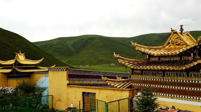 히말라야 고원 가장자리의 구불구불한 초원 근처에 자리한 랑쵸 마 사원