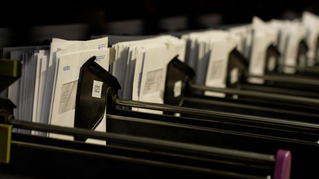 Letters being grouped at PostNord's sorting office