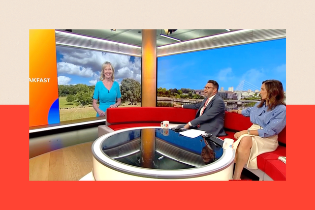 아침 정보 프로그램인 'BBC 브렉퍼스트'에서 날씨를 전하는 캐롤 커크우드의 모습