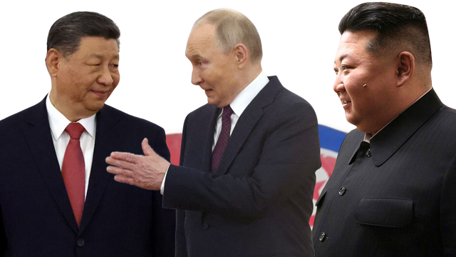 시진핑 중국 국가 주석과 블라디미르 푸틴 러시아 대통령, 김정은 북한 국무위원장